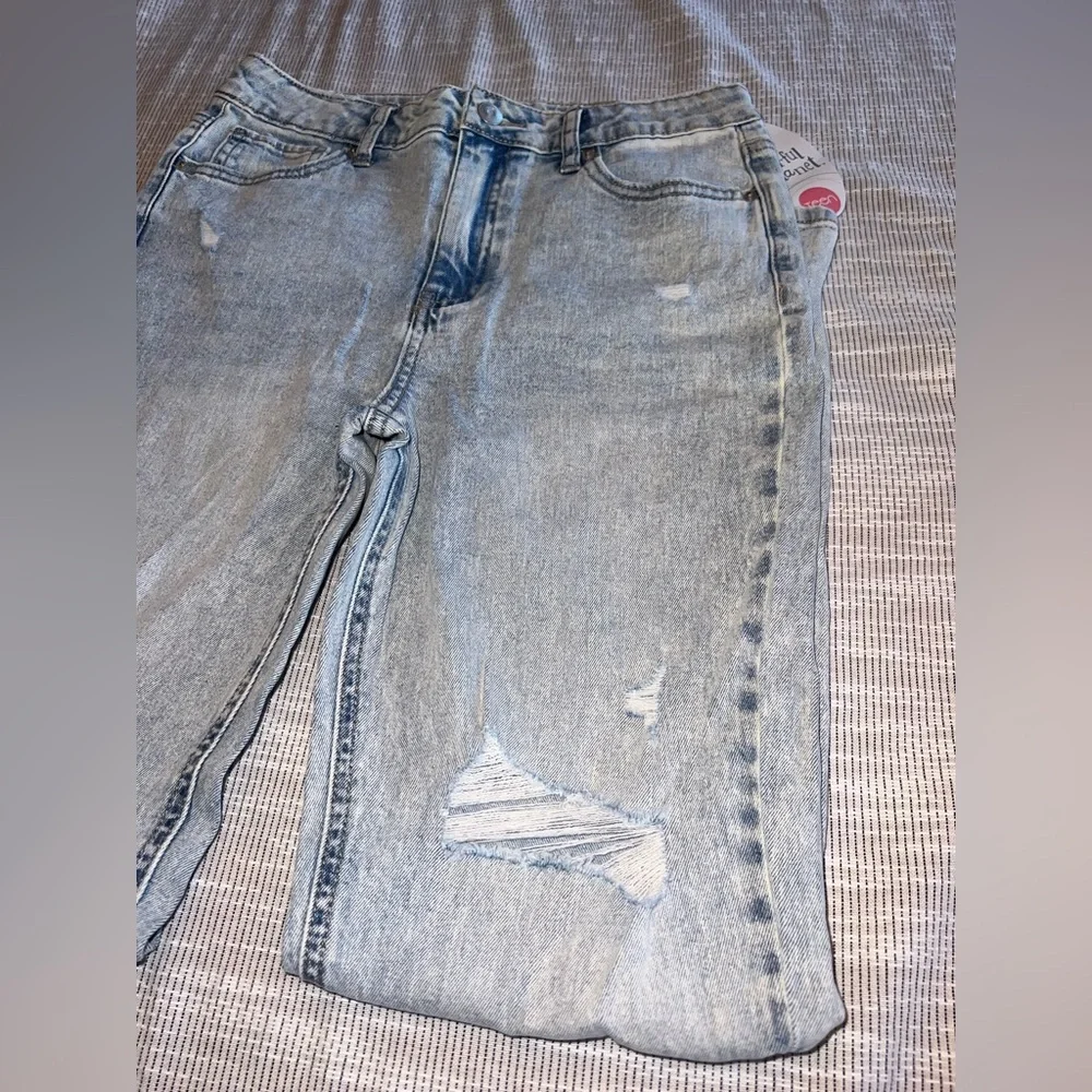 Colorful Planet Distressed Double Roll Mom Jeans | Juniors Size 14 |‎ NWT